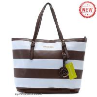 michael kors striped reizen medium koffie wit bakken Tas Aanbieding s5v8q449